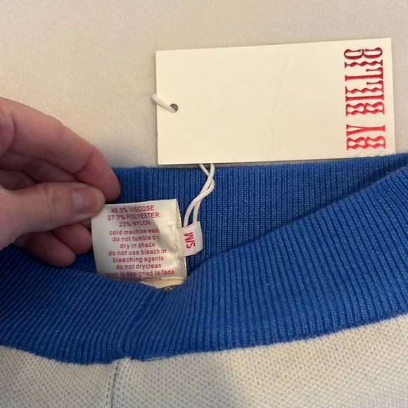 NWT By Billie Wave Bike Shorts, Blue/White, S/M - Picture 5 of 6